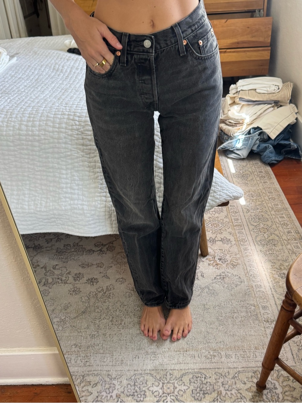 Levi's Women's Straight-Leg Jeans in Washed Black